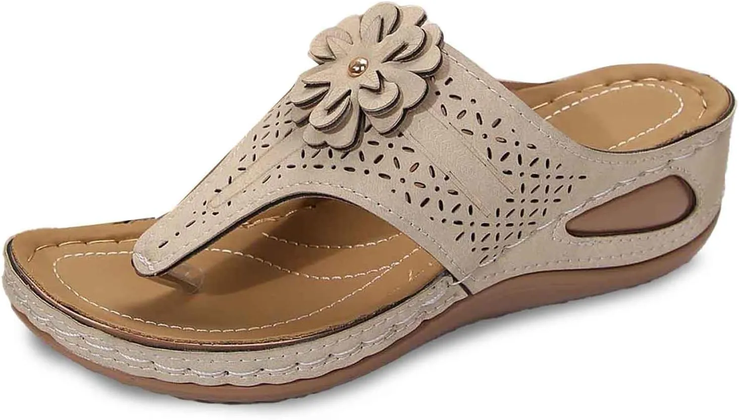 Women's Comfortable Wedge Sandals Open Toe Flip Flops Casual Walking Shoes with Arch Support for Summer Spring