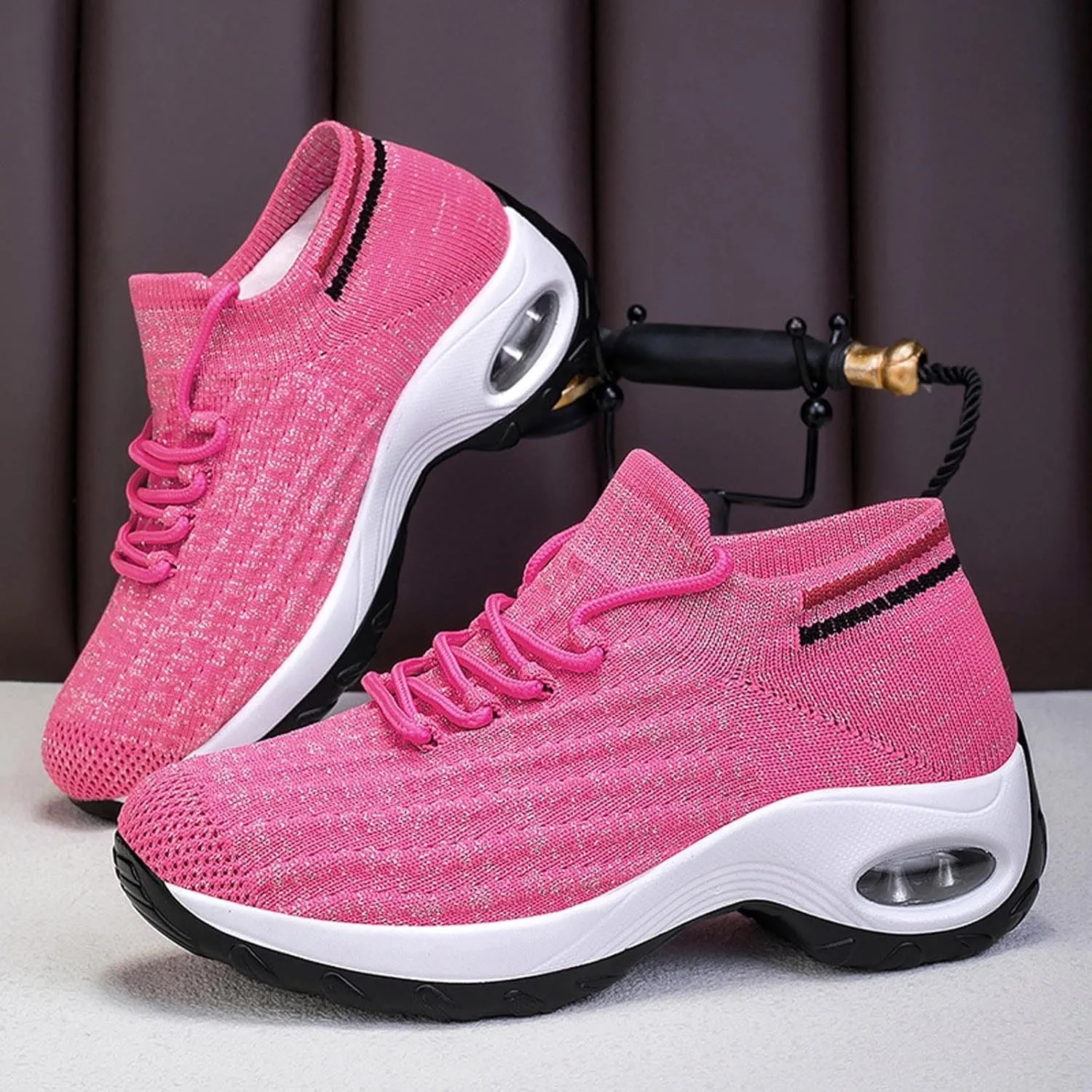 Women's Fashion Fabric Lace Up Solid Color Running Shoes Casual Comfortable Breathable Sneakers No Lace Athletic Shoes Women