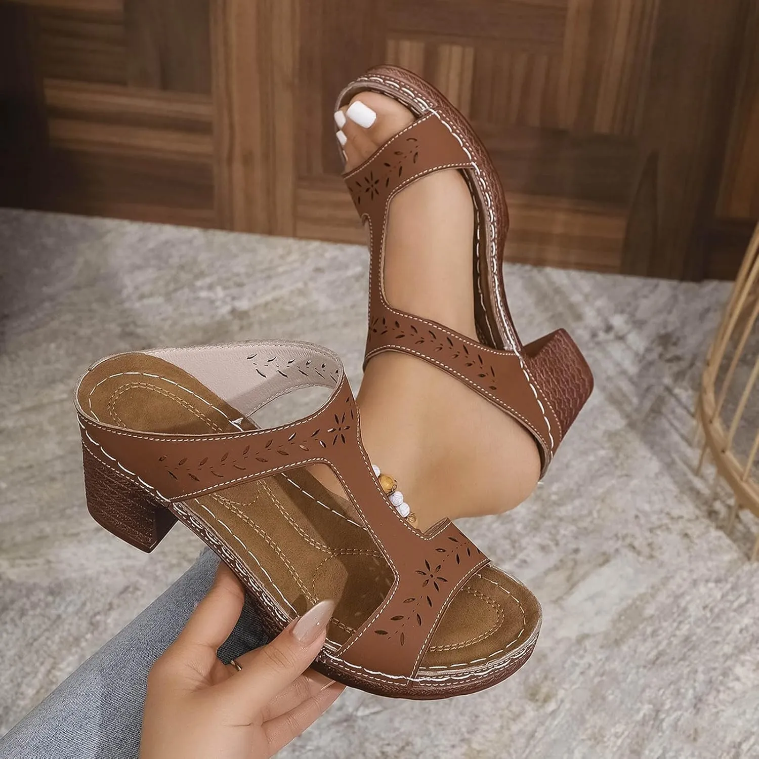 Women's Fashion Slippers Comfortable Open Toe Wedges Casual Outdoor and Beach Wear Perfect Summer Season Womens Zx2