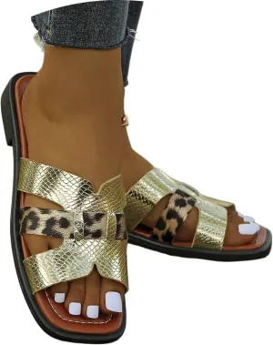 Women's Flat Sandals Square Toe Slip On Summer Beach Vacation Comfortable Casual Slide Sandals Fashion Trendy