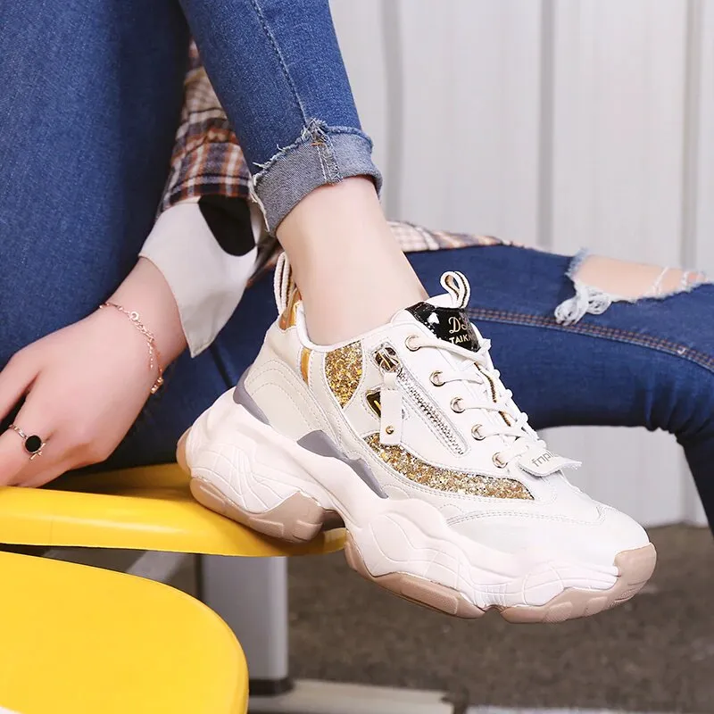 Women's Glitter Casual Platform Sneakers