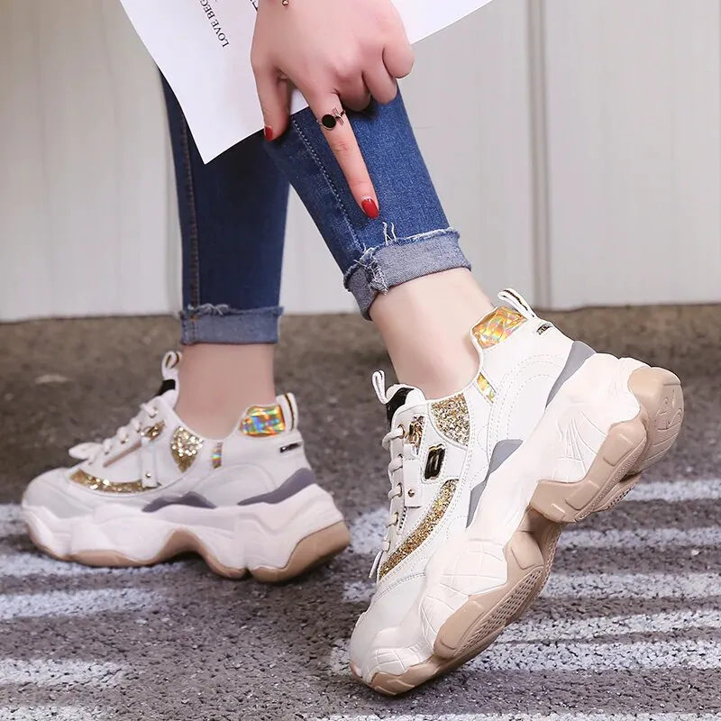 Women's Glitter Casual Platform Sneakers