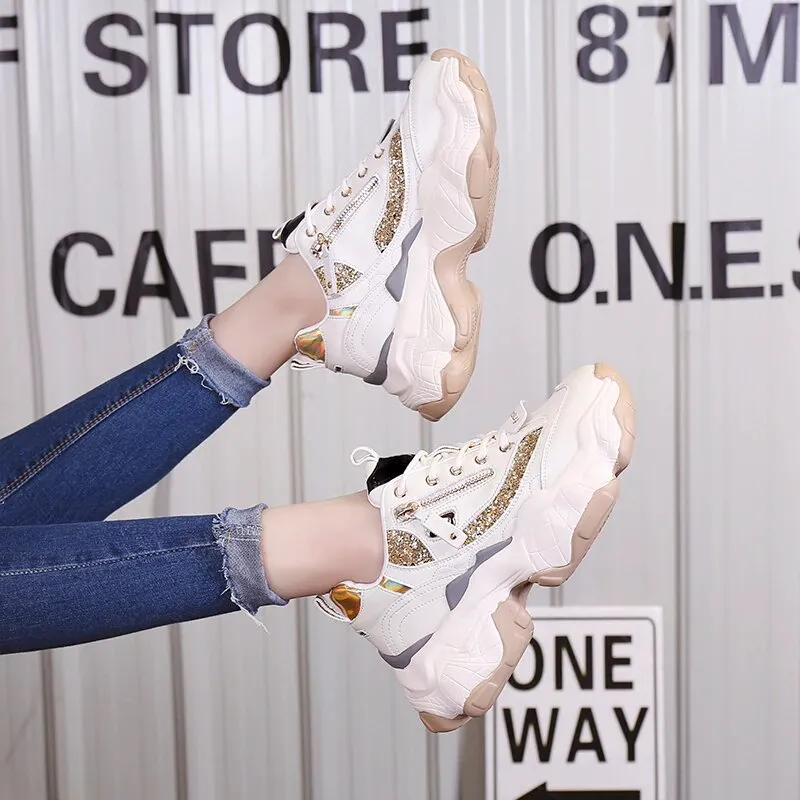 Women's Glitter Casual Platform Sneakers