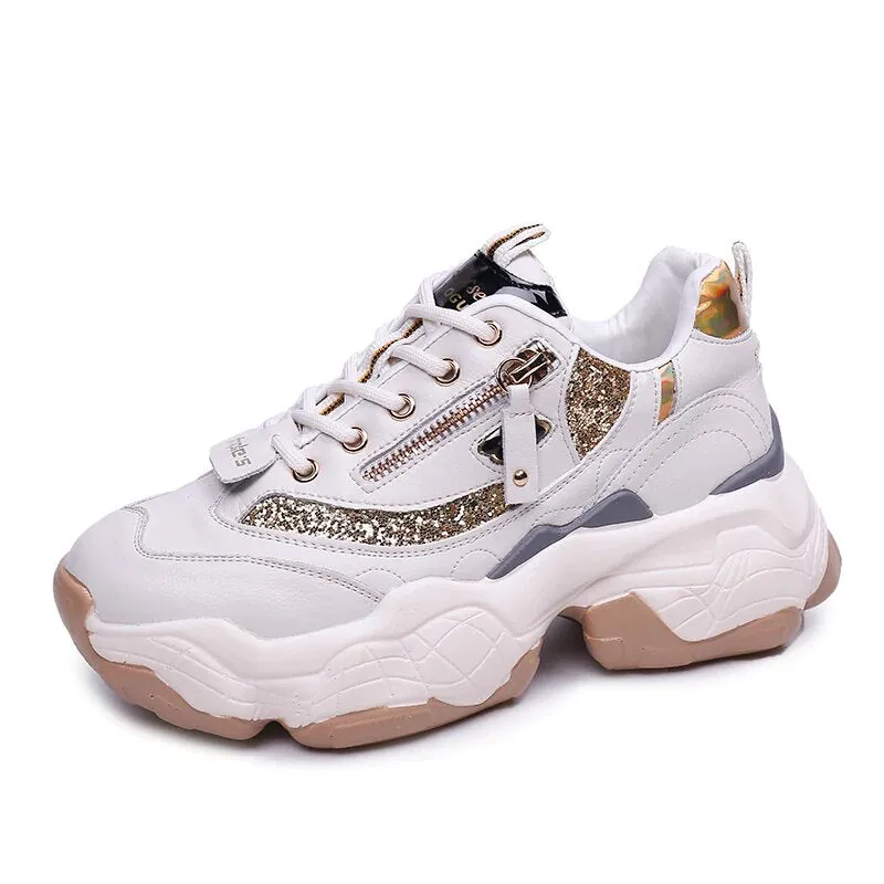 Women's Glitter Casual Platform Sneakers