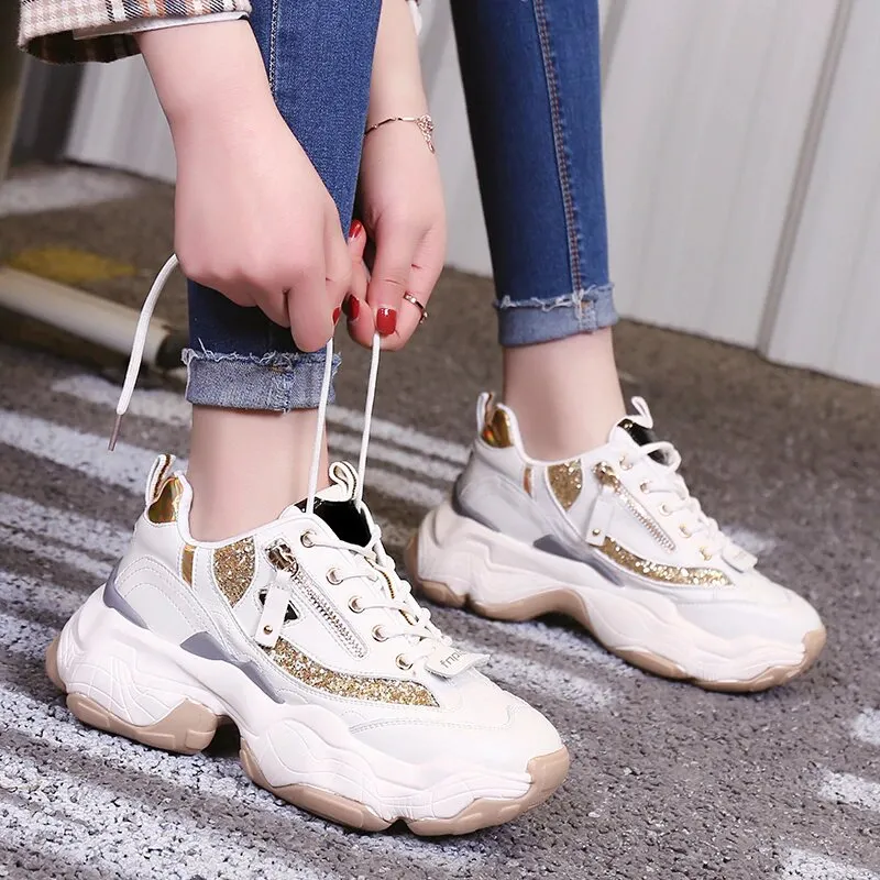 Women's Glitter Casual Platform Sneakers