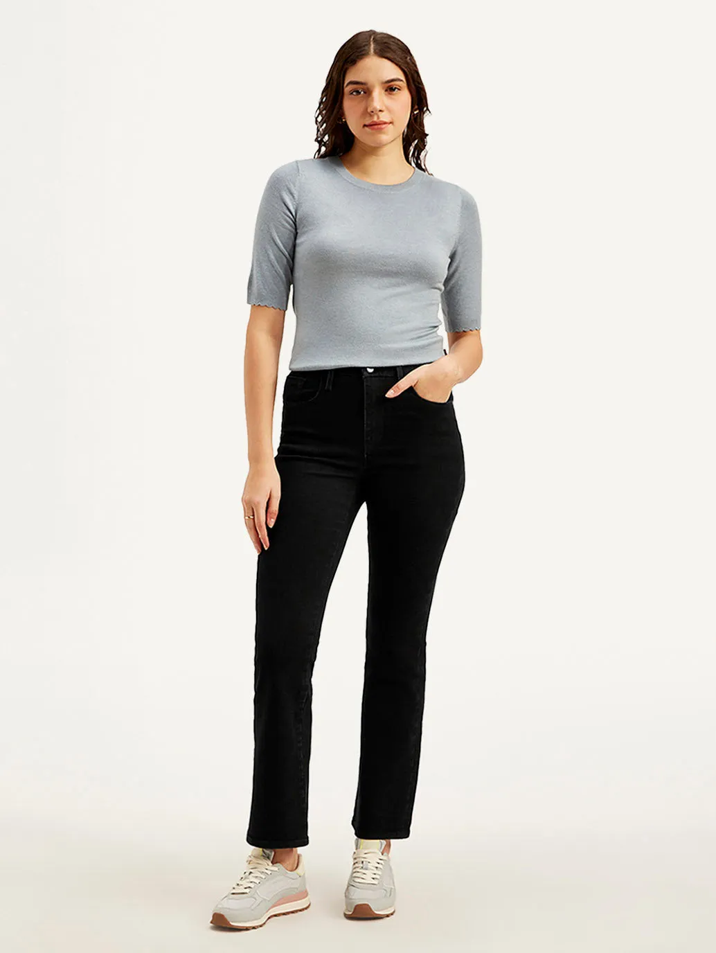 Women's High Rise 725 Slim Bootcut Fit Black Jeans
