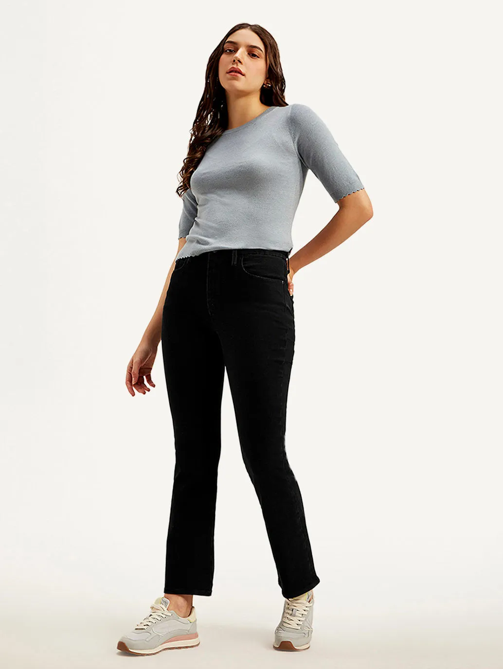 Women's High Rise 725 Slim Bootcut Fit Black Jeans
