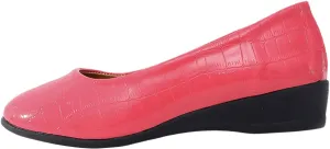 Women's Leather Closed Toe 2 Inch Mid Wedges Heels with Arch Support Round Toe Comfortable Dress for Sneaker Casual Shoe