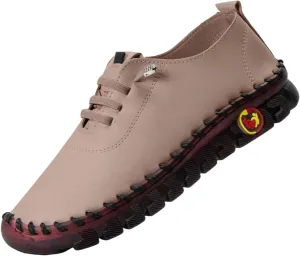 Women's Leather Soft Bottom Flat Slip-on Loafers Fashion Handmade Walking Comfort Orthopedic Relief Casual Shoes
