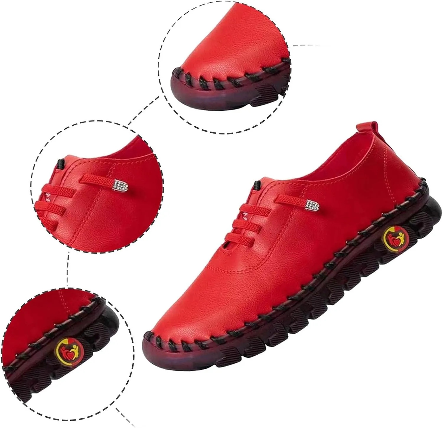 Women's Leather Soft Bottom Flat Slip-on Loafers Fashion Handmade Walking Comfort Orthopedic Relief Casual Shoes