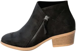 Women's Low-Heeled Chelsea Boots Fashion Pointed Toe Chunky Stacked Heel Booties Autumn Winter Side Zip Ankle Bootie