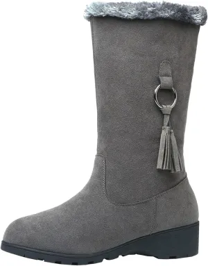 Women's Mid Length Boots Winter New European And Snow Boots Women's And Thick Insulation Side Slip on Boots Women Snow