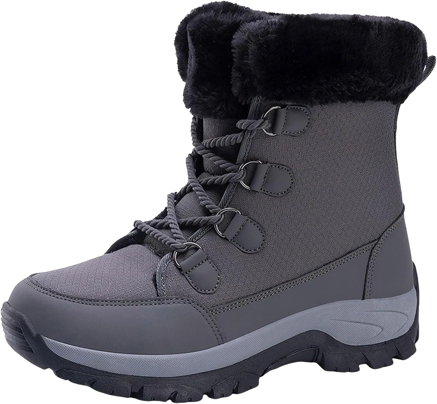 Women's Plush Thick Bottom Snow Boots Water Proof Insulated Winter Boots Fashion Lace Up Non Slip Boots