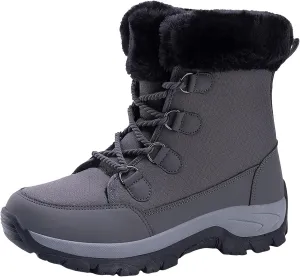 Women's Plush Thick Bottom Snow Boots Water Proof Insulated Winter Boots Fashion Lace Up Non Slip Boots