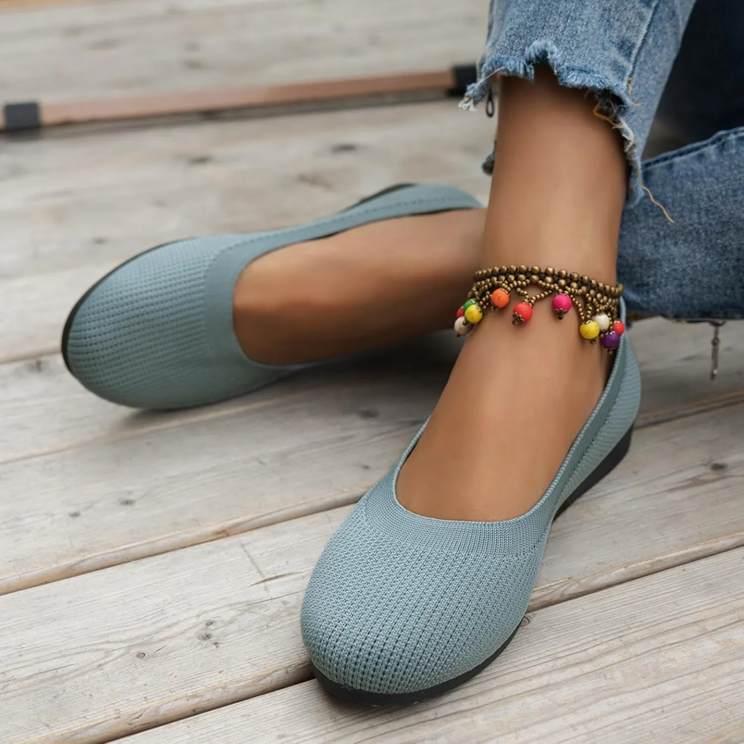 Women's Pointed-Toe Ballet Classic Lightweight Slip On Breathable Comfortable Casual Ladies Everyday Shoes