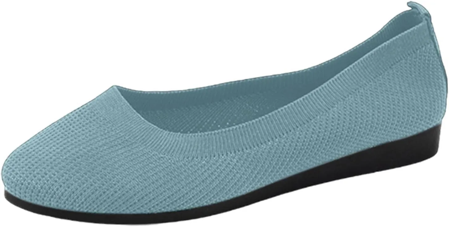 Women's Pointed-Toe Ballet Classic Lightweight Slip On Breathable Comfortable Casual Ladies Everyday Shoes