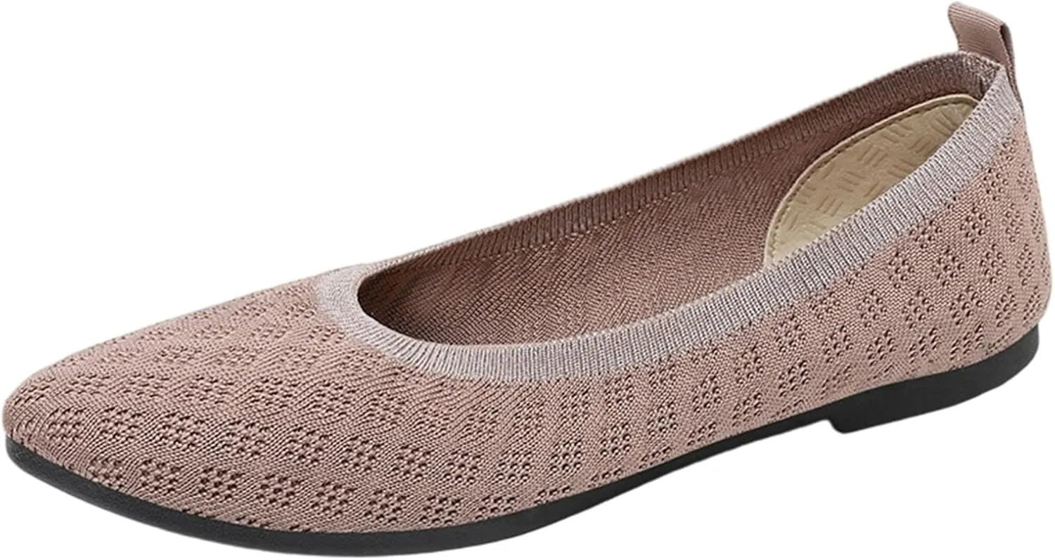 Women's Pointed Toe Slip On Casual Shoes Flat Ballet Comfortable Lightweight Everyday Wear for Dating Travel