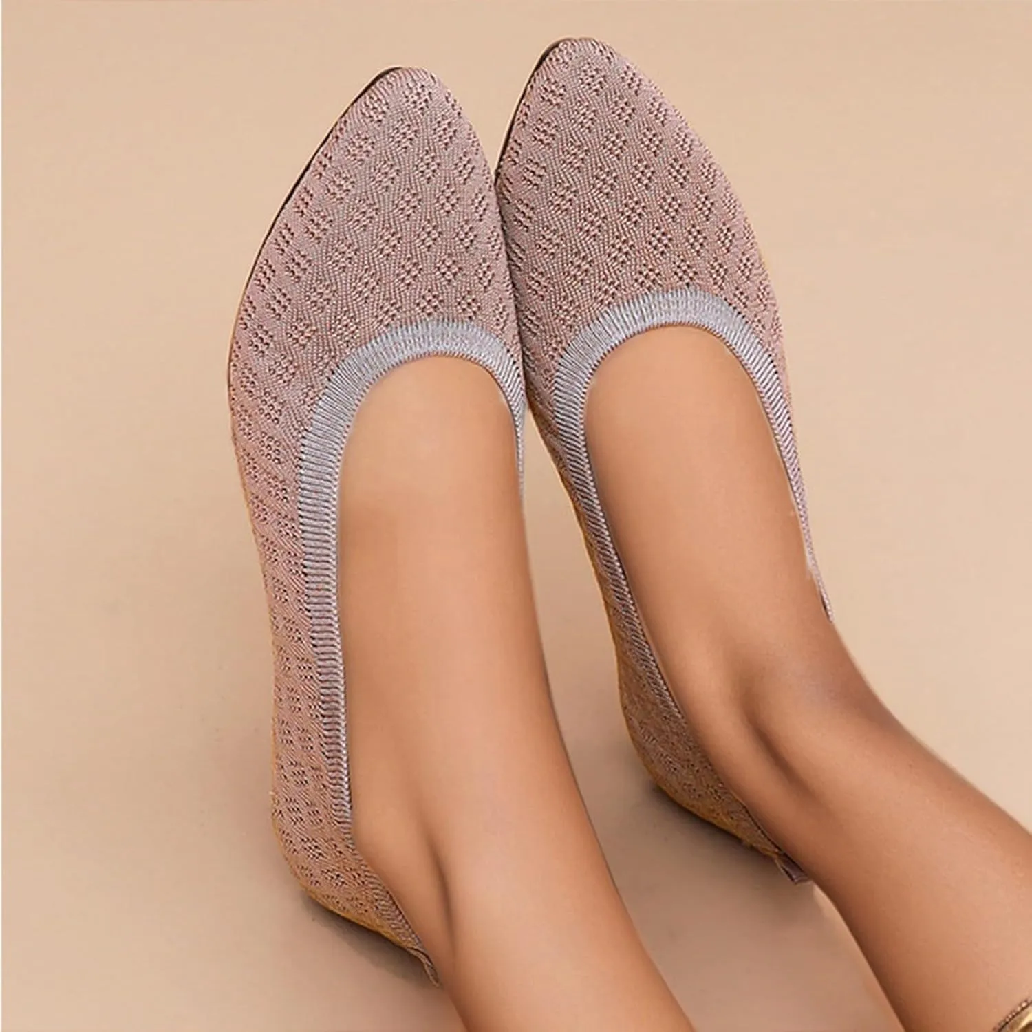Women's Pointed Toe Slip On Casual Shoes Flat Ballet Comfortable Lightweight Everyday Wear for Dating Travel