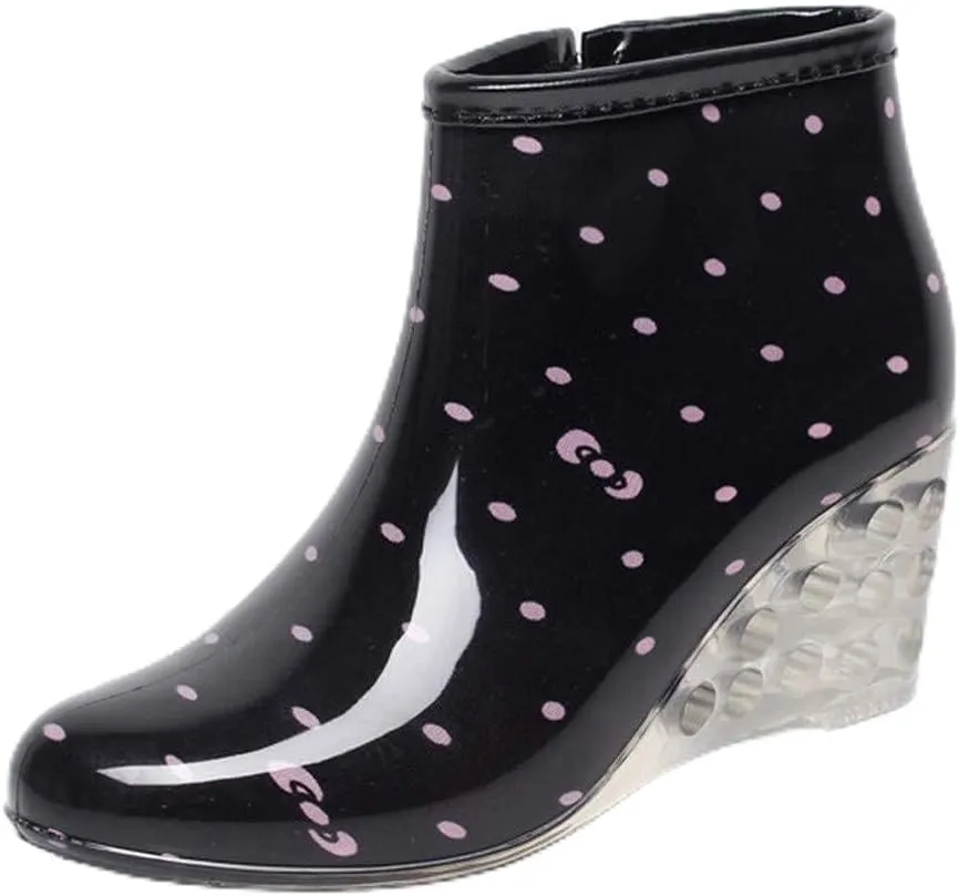 Women's Rain Boots Wedges Short Rain Boots Water Shoes Olive Overalls Women