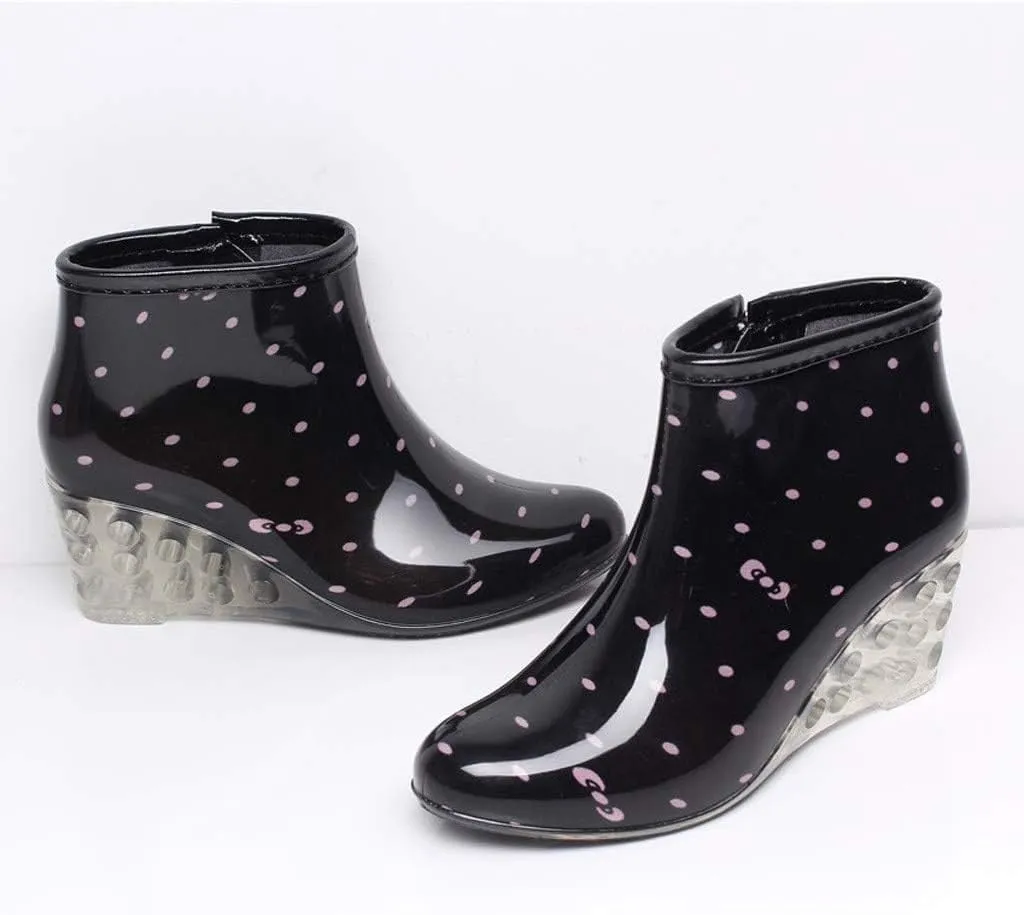 Women's Rain Boots Wedges Short Rain Boots Water Shoes Olive Overalls Women