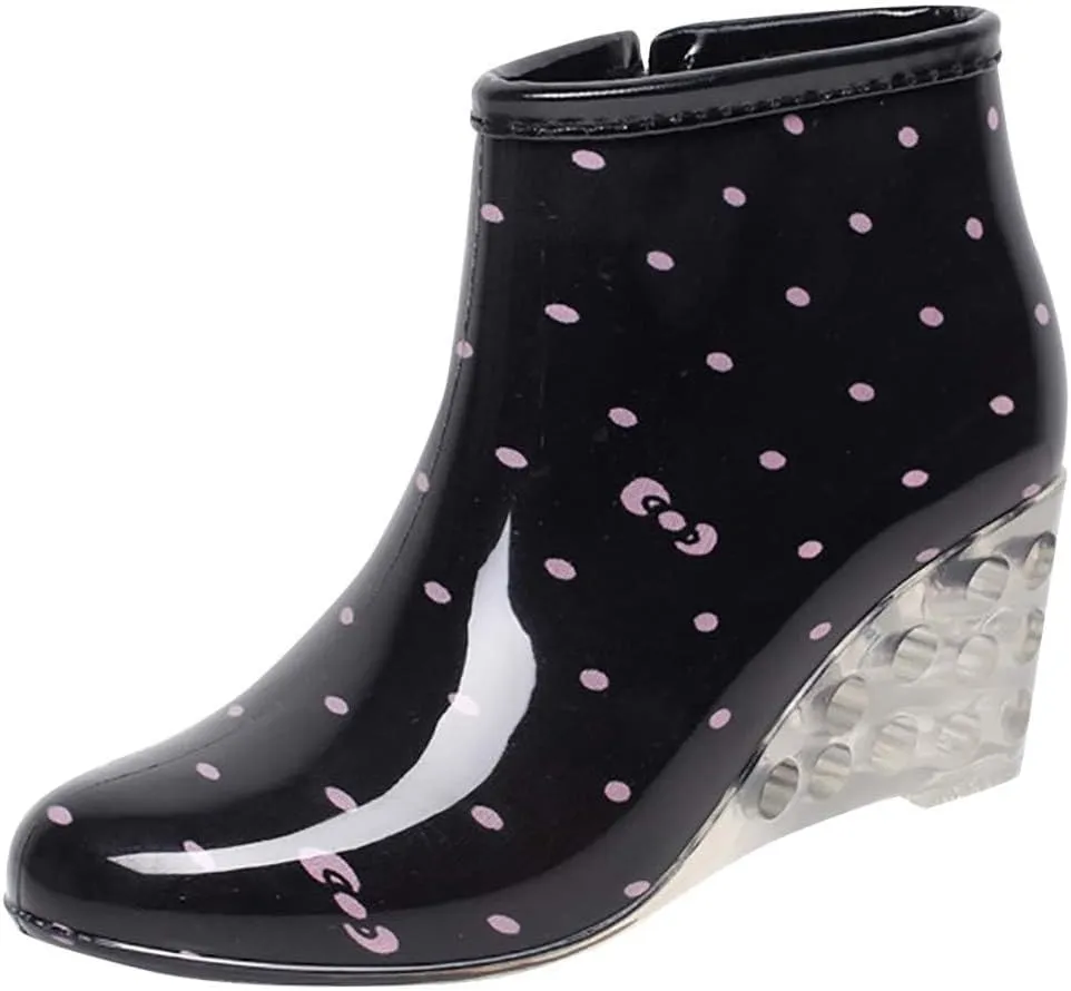 Women's Rain Boots Wedges Short Rain Boots Water Shoes Olive Overalls Women