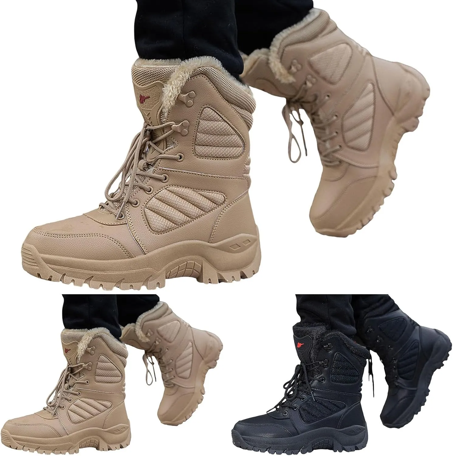 Women's Snow Boots Waterproof Insulated Fur Lined Booties Lightweight Winter Hiking Shoes WaterProof Thermal No-Slip Fur