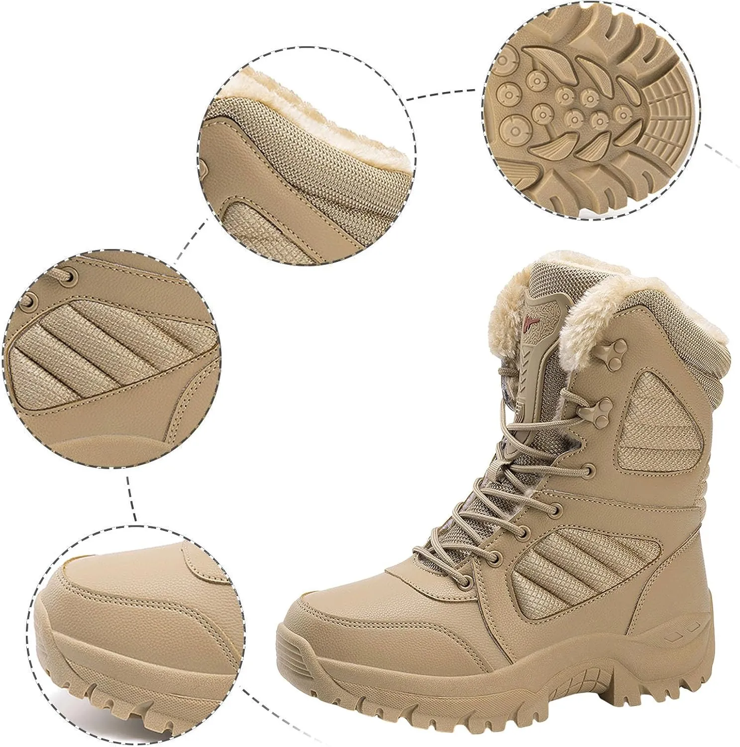 Women's Snow Boots Waterproof Insulated Fur Lined Booties Lightweight Winter Hiking Shoes WaterProof Thermal No-Slip Fur