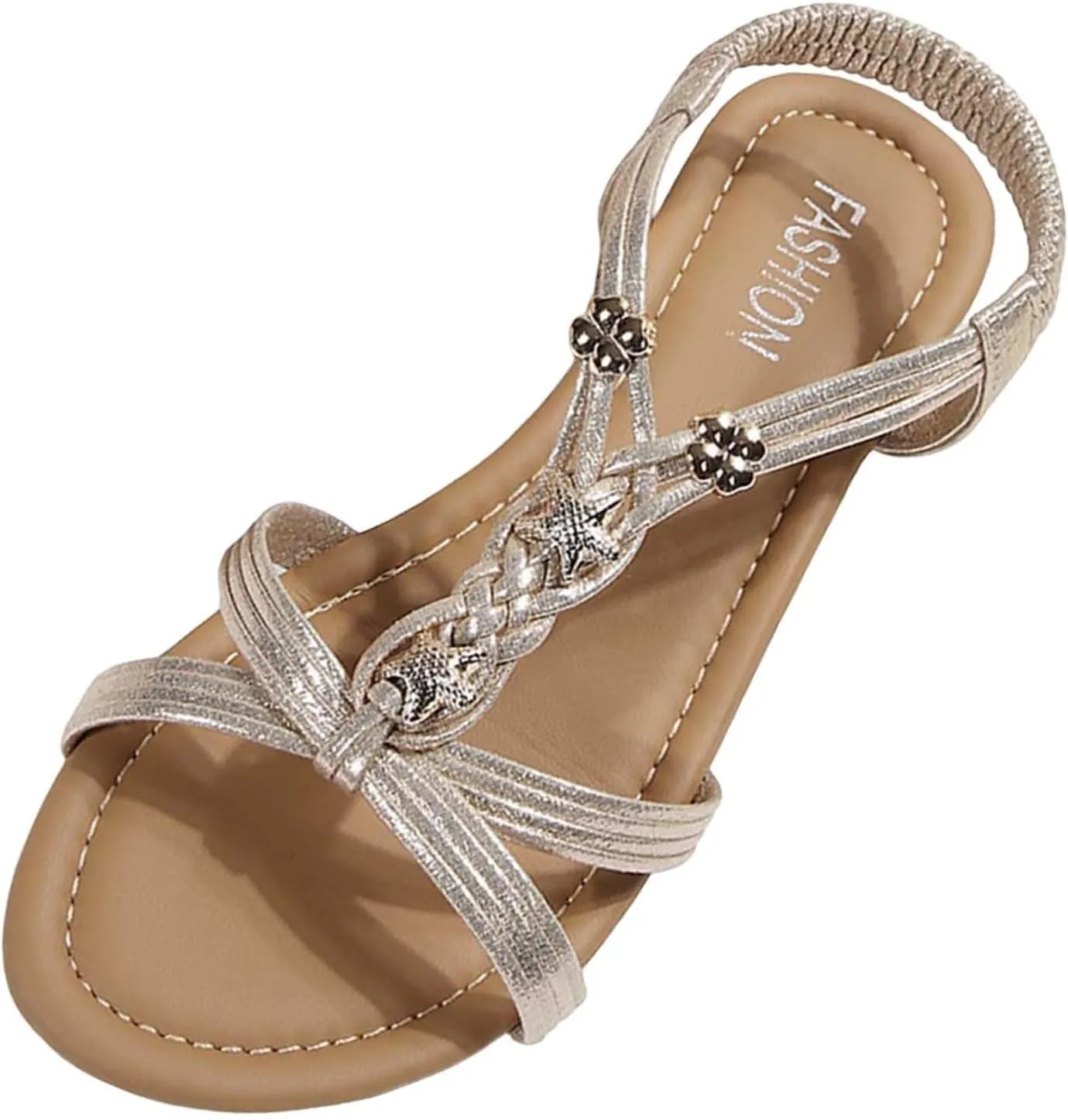 Women's Summer Sandals Comfortable Mid Heel Slip On Open Toe Casual Beach Walking Shoes for Dressy Outfits