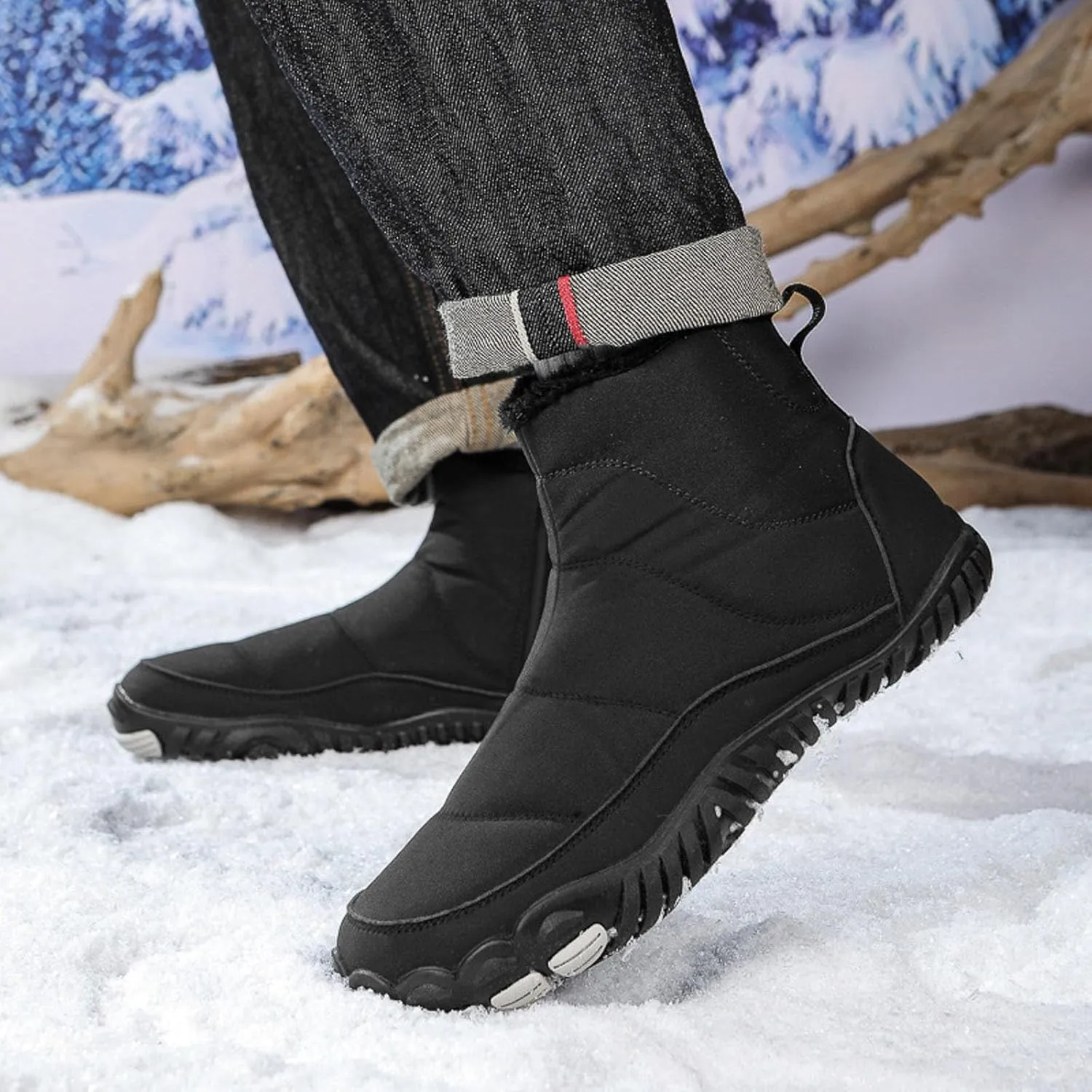 Women's Winter Warm Boots Solid Color Plush Insulated Snow Boots Soft Flat Non Slip Snow Hiking Boots Wide Width