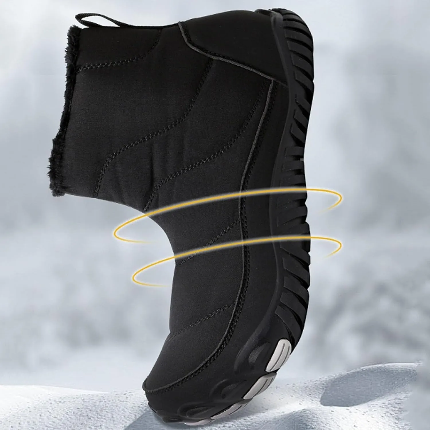 Women's Winter Warm Boots Solid Color Plush Insulated Snow Boots Soft Flat Non Slip Snow Hiking Boots Wide Width