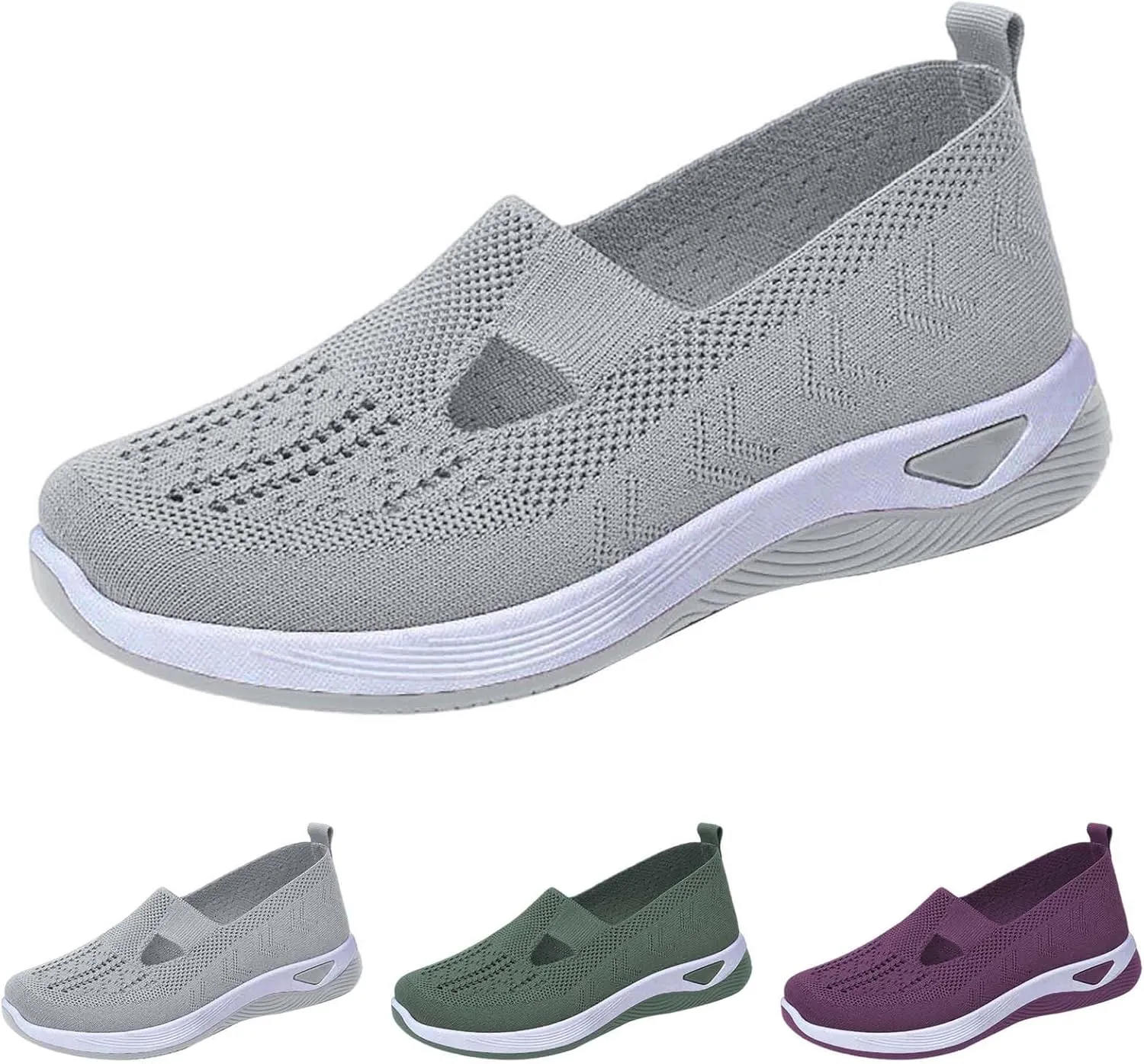 Women's Woven Orthopedic Breathable Soft Shoes Tennis Shoes Womens Comfortable White Casual Shoes Slip On Sneakers White Tennis Shoe Cross Trainer Shoe